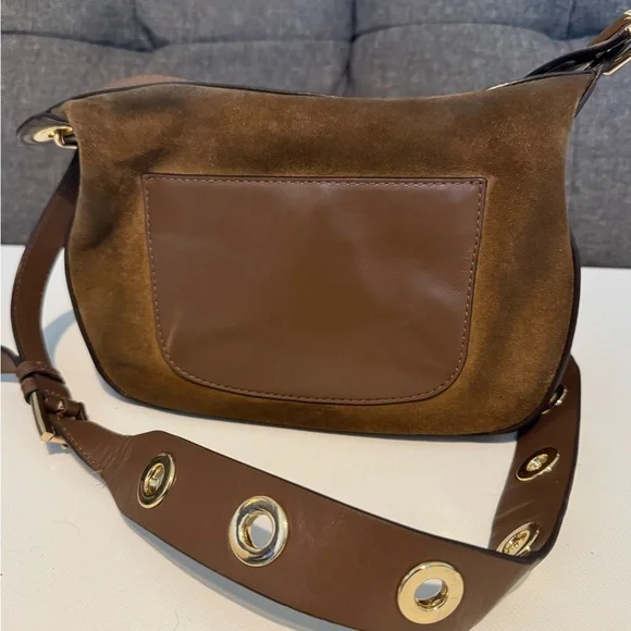 Michael Kors Brown Suede Shoulder Bag with Gold Accents - Picture 3 of 4